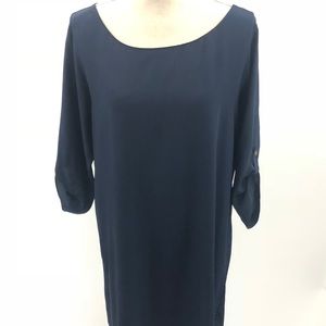 AMANDA UPRICHARD 100% Silk Solid Navy Dress